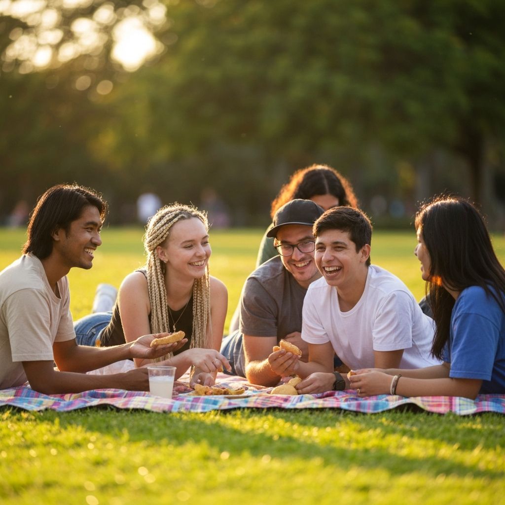 Friends enjoying a picnic together