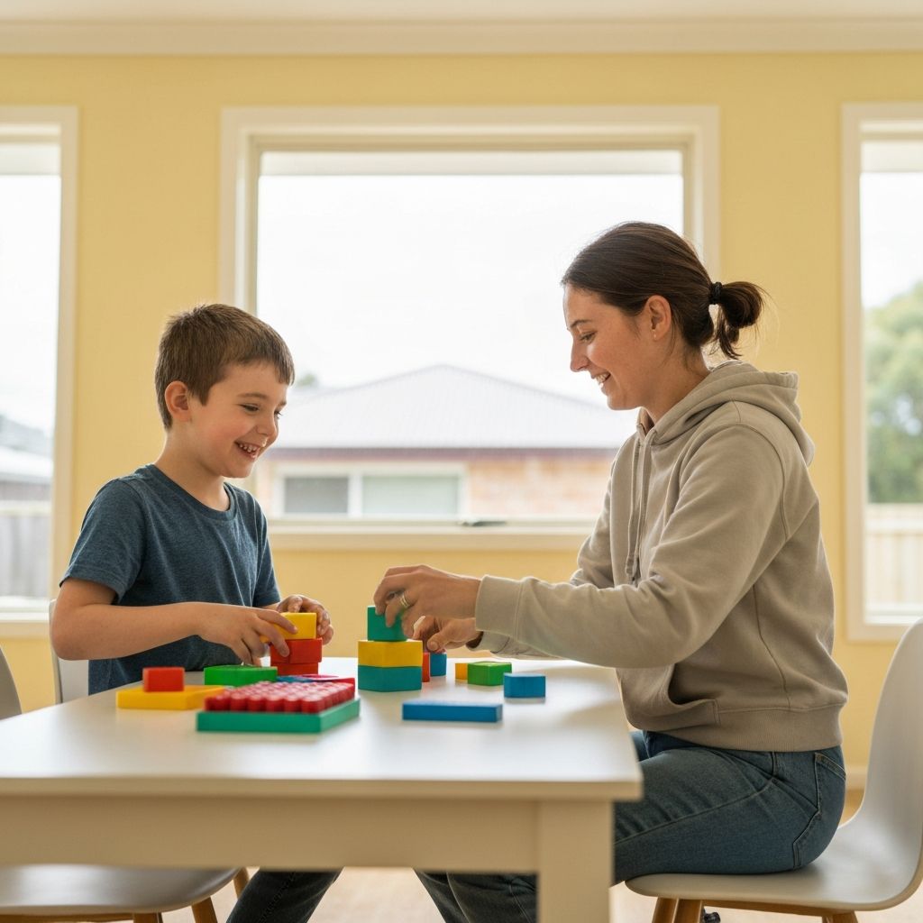 Support worker and child enjoying sensory play