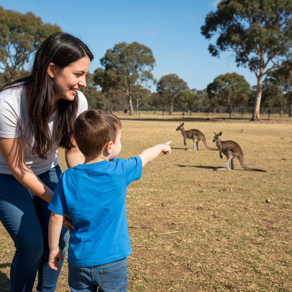 Carer and child exploring the zoo